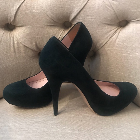 Mini Miu Platform Suede High Heels Forest Green - Picture 3 of 7